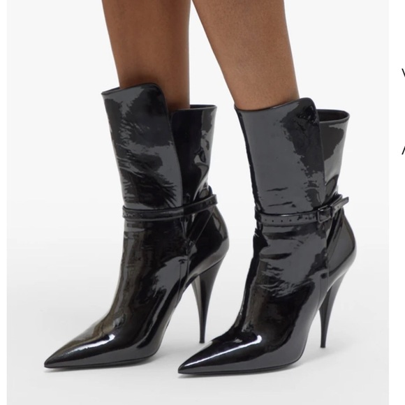 NIB Saint Laurent Kiki patent booties heels boots - Picture 2 of 9